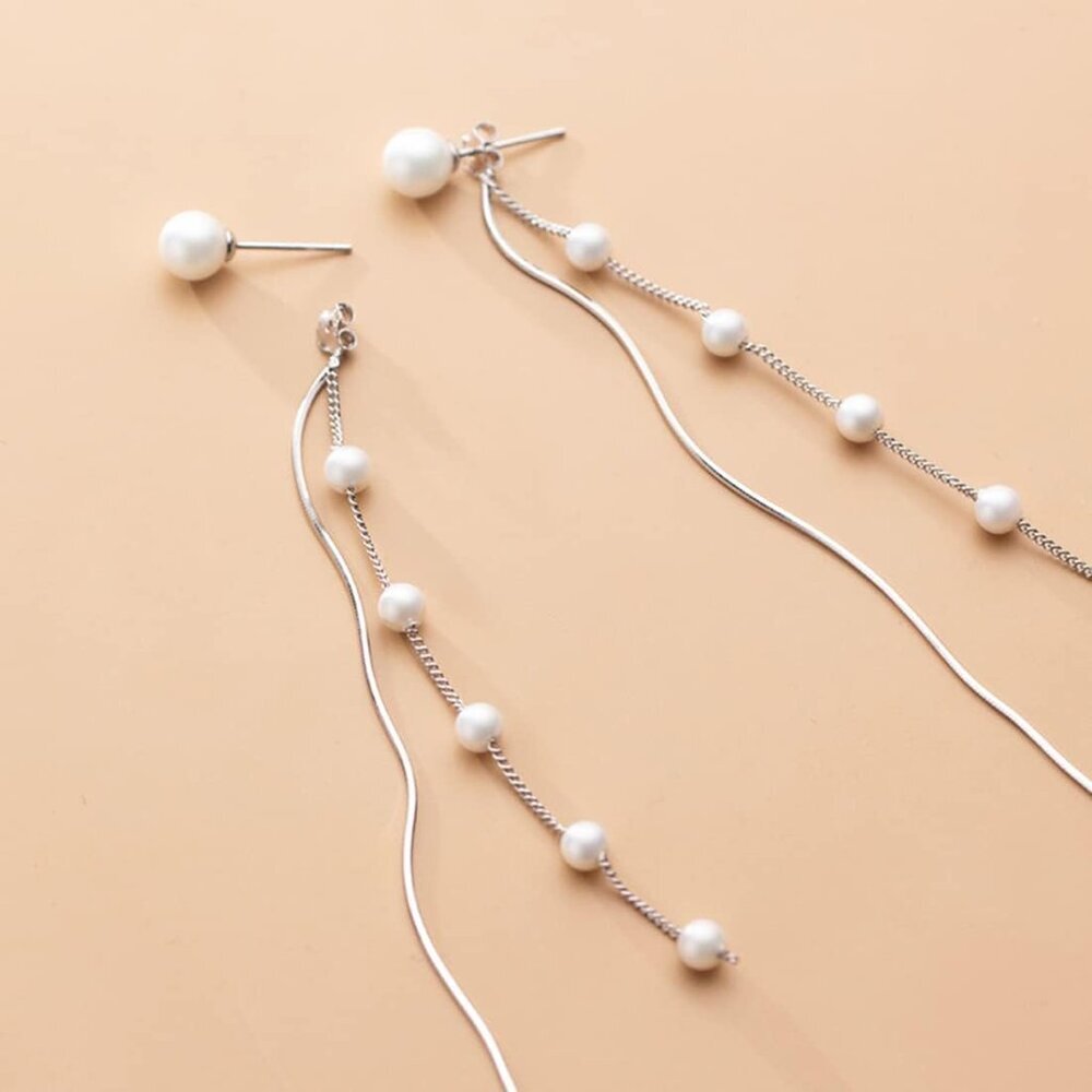 Solid 925 Sterling Silver Simulated Shell Pearl D… - image 3